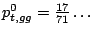 $ {p^0_{t,gg}=\frac{17}{71}}\ldots$