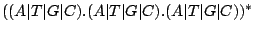 $ ((A\vert T\vert G\vert C).(A\vert T\vert G\vert C).(A\vert T\vert G\vert C))^*$