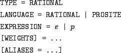 \begin{figure}
\begin{center}
\texttt{\begin{tabular}{l}
TYPE = RATIONAL \...
.....\\ [0.1cm]
[ALIASES = ...]
\end{tabular}}
\end{center}
\end{figure}