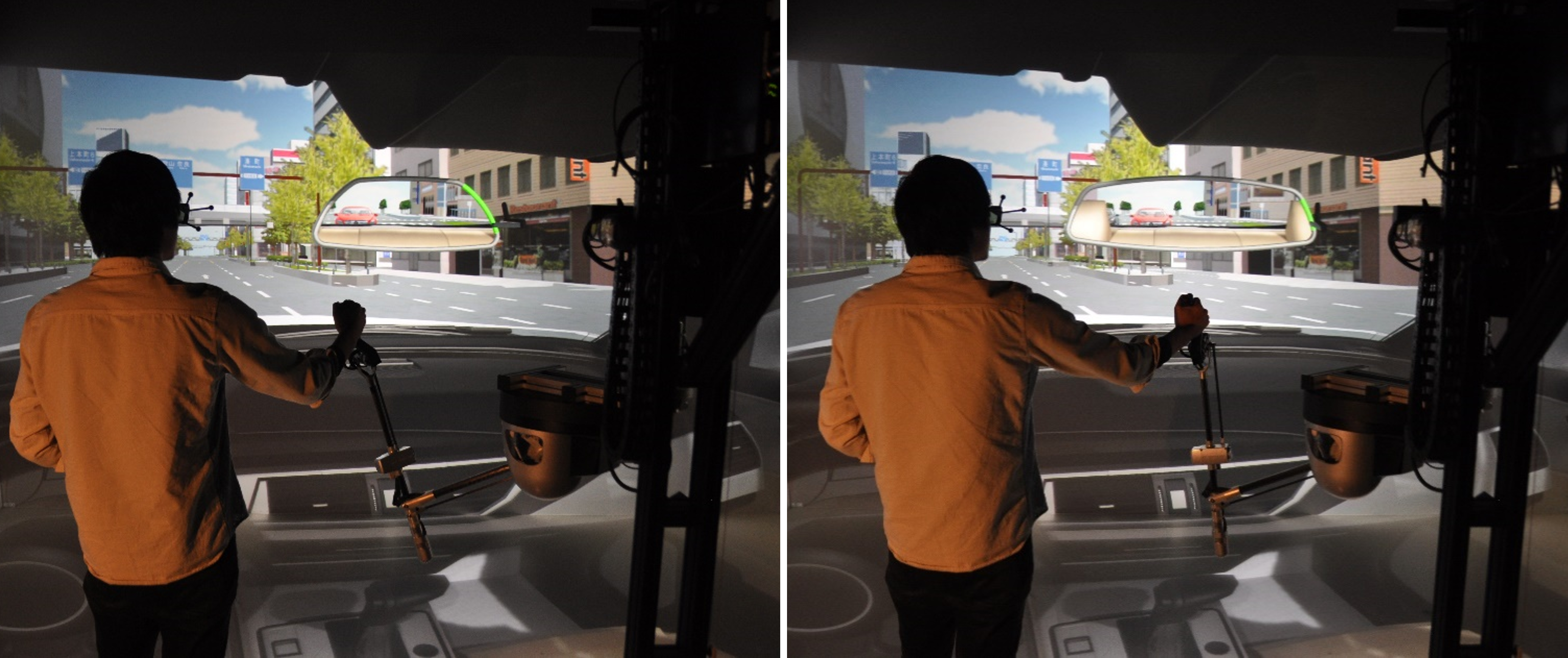 ShapeGuide allows users to modify the shape of a rear-view mirror within a realistic virtual environment of a car’s cockpit from a first person perspective using VENISE CAVE with haptic feedback, impacting the user modifications in interactive time on the native CAD data model