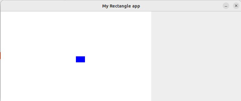 Image de la fenêtre obtenue : une fenêtre avec un rectangle gris vide et un rectangle blanc contenant un rectangle bleu